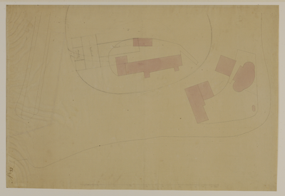 216542 Plattegrond van het bastion Zonnenburg te Utrecht; met weergave van de bebouwing en de ontworpen bewaarschool op ...